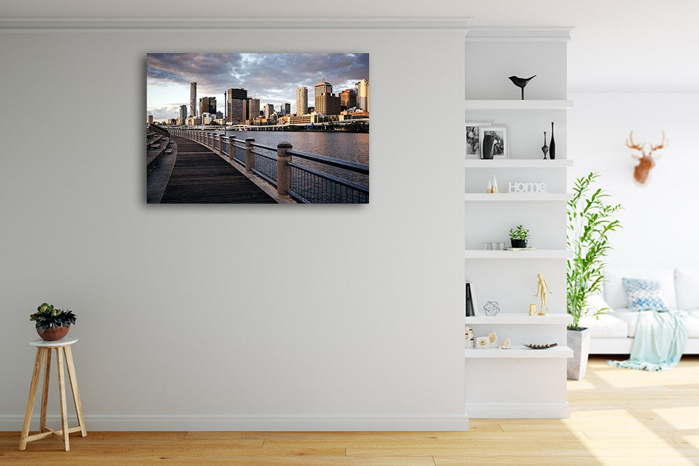 Brisbane City Skyline Wall Art Print on the wall