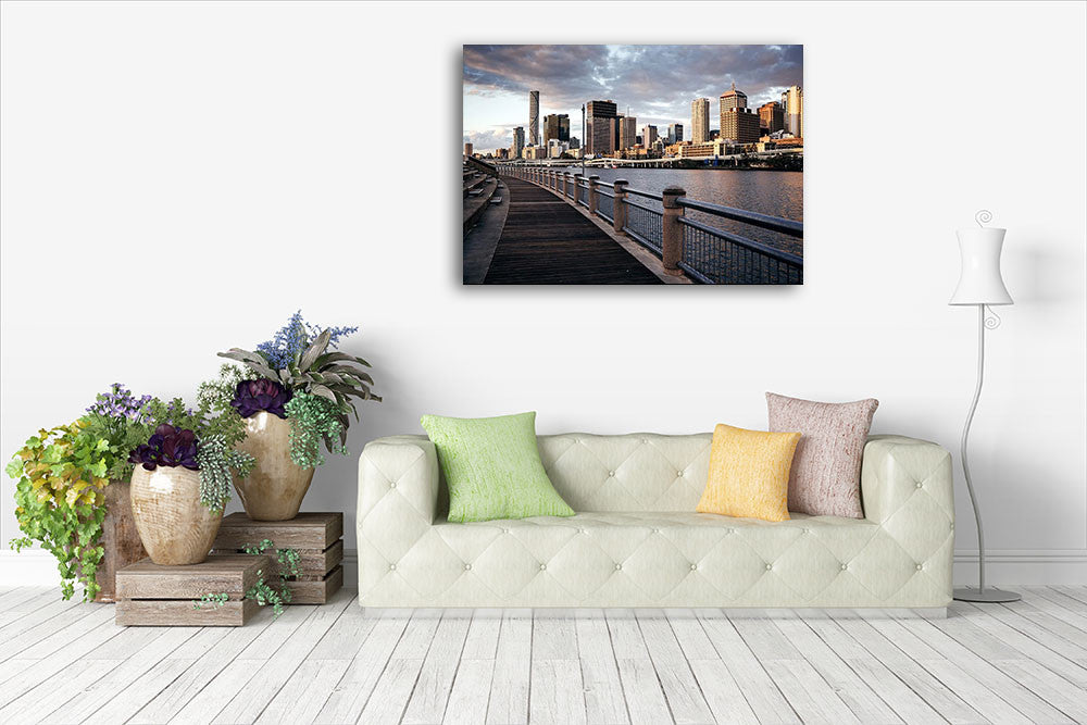 Brisbane City Skyline Wall Art Print on the wall