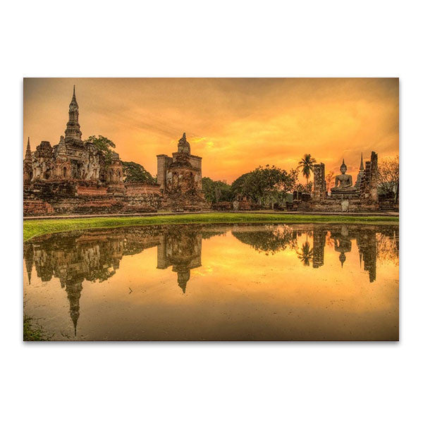 Buddhist Temple at Dusk Wall Print