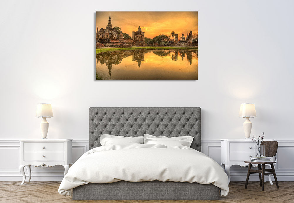 Buddhist Temple at Dusk Wall Print on the wall