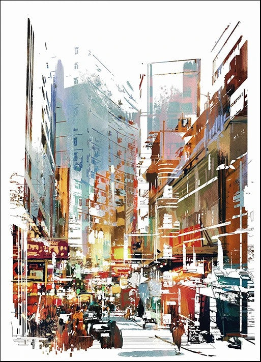 Busy City Street Wall Art Print