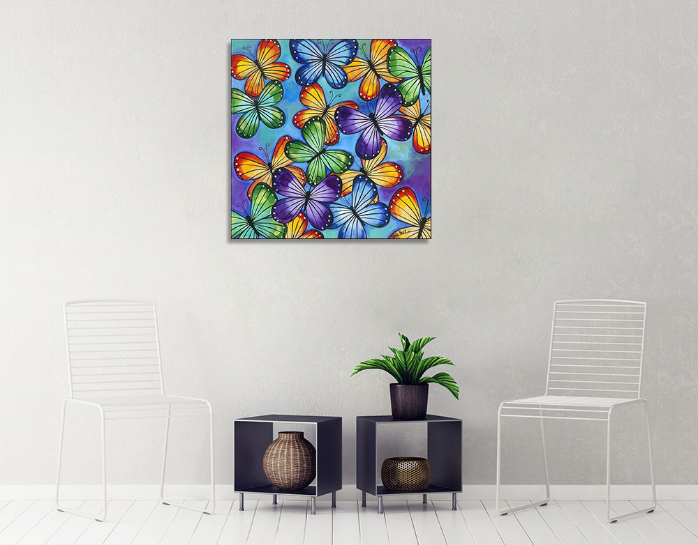 Butterflies Colour Wall Art Print on the wall