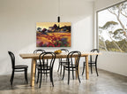 Poppies at Dusk vintage canvas print on the wall of a dining room