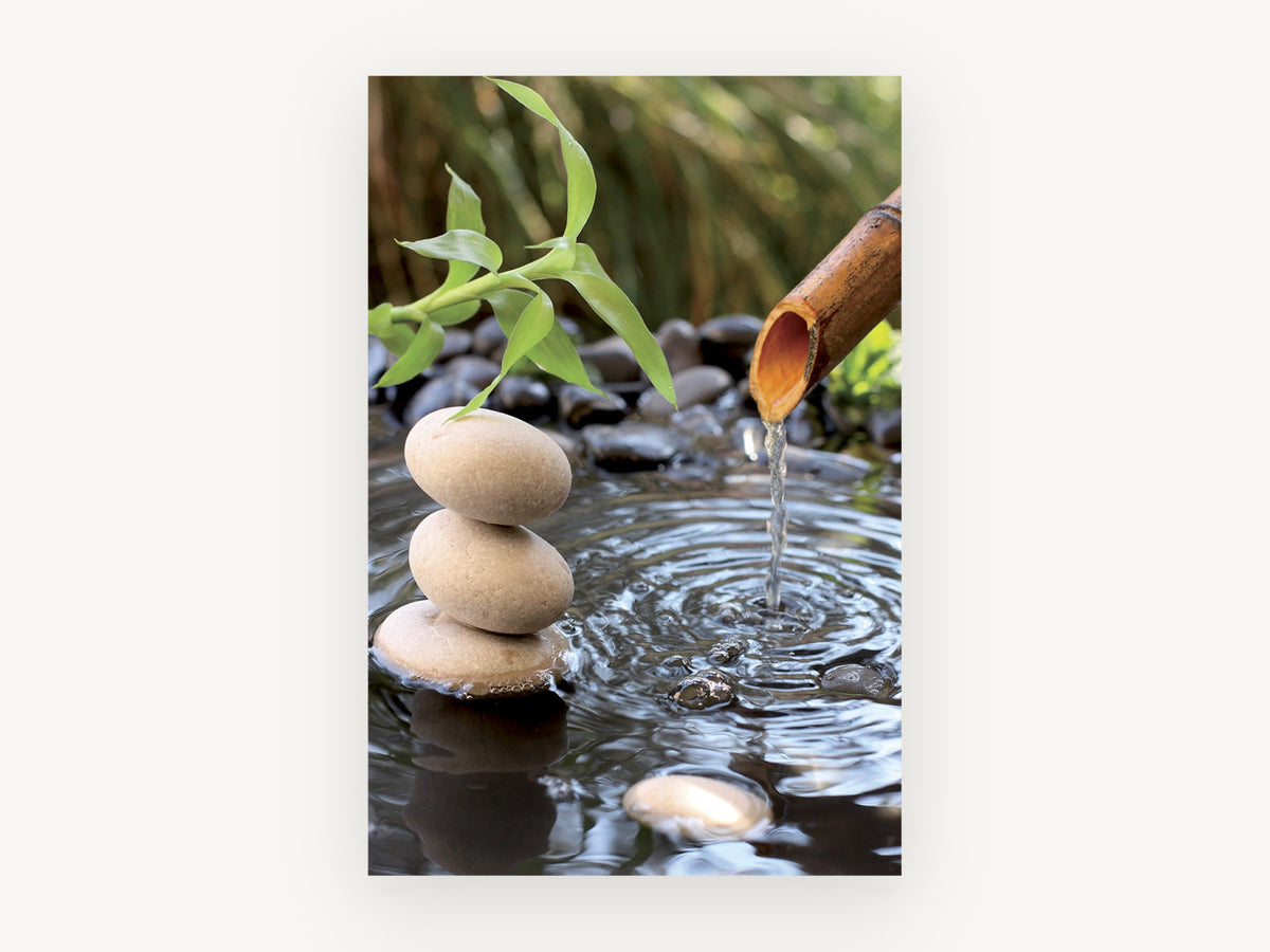 Stacked Stones Water Spout, floral canvas wall art print, front view
