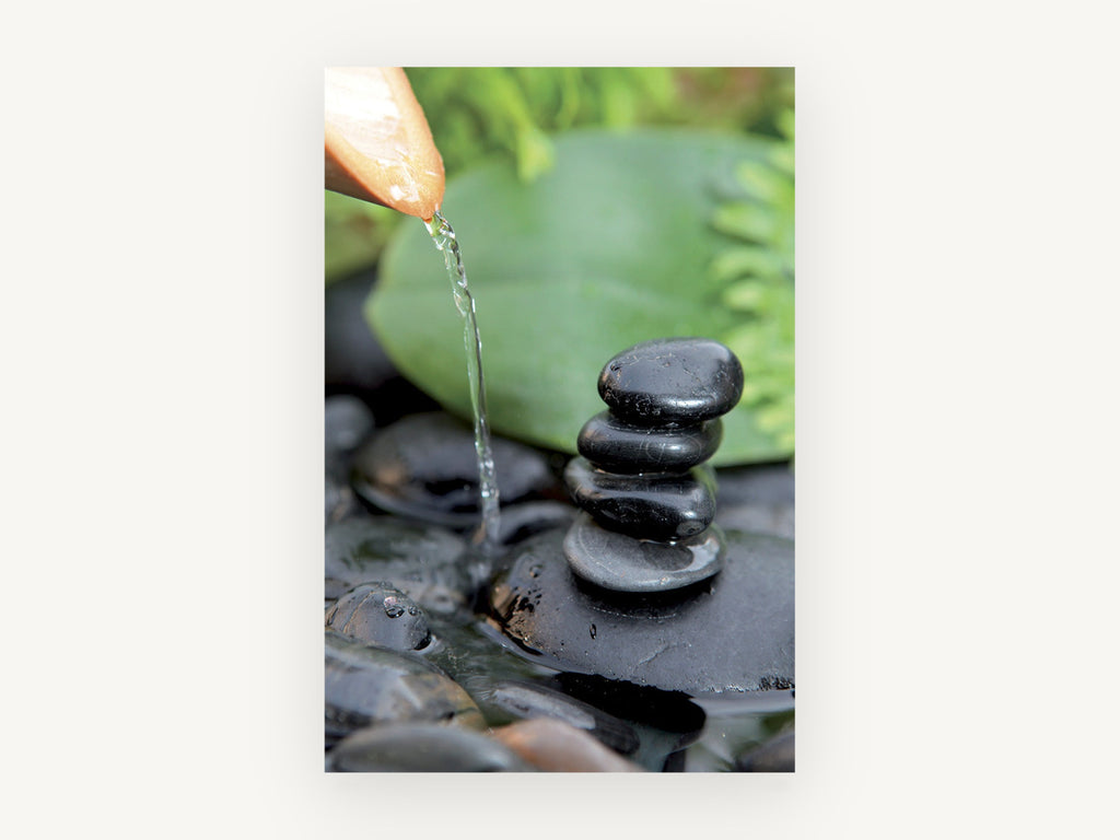 Stacked Stones Trickle, floral canvas wall art print, front view