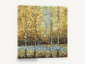 Golden Birch Clearing, golden birch forest abstract landscape, landscape canvas wall art print ready to hang