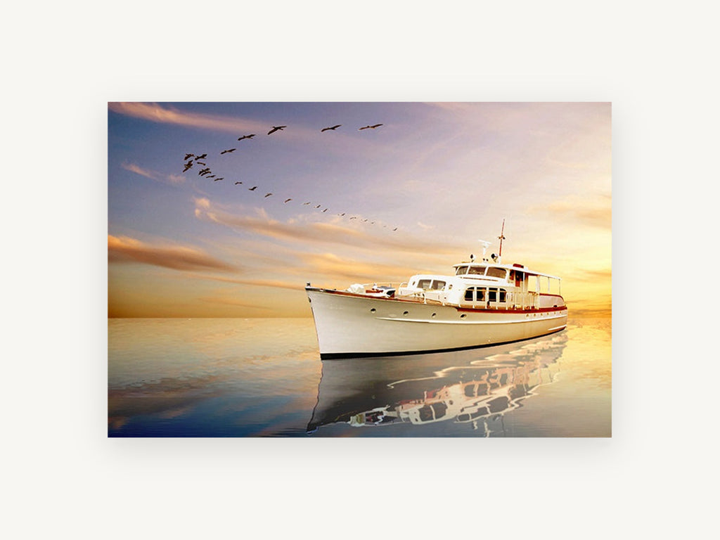 Evening Flight Yacht, coastal canvas wall art print, front view