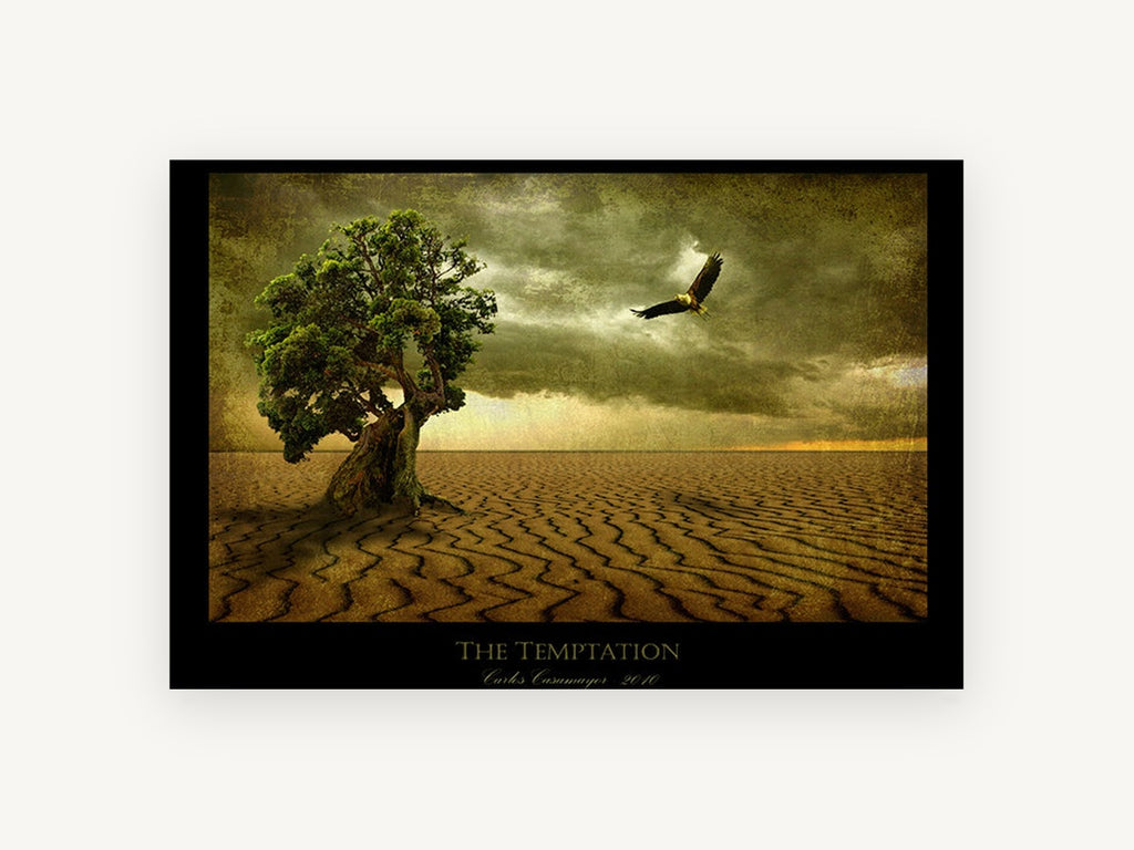 Lone Tree Desert Eagle, lone tree desert eagle artwork, landscape canvas wall art print, front view