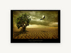 Lone Tree Desert Eagle, lone tree desert eagle artwork, landscape canvas wall art print, front view