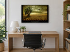 Lone Tree Desert Eagle landscape canvas print on the wall of a study