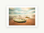 Dawn Boat and Gulls, coastal canvas wall art print, front view