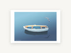 Dinghy and Gull, coastal canvas wall art print, front view
