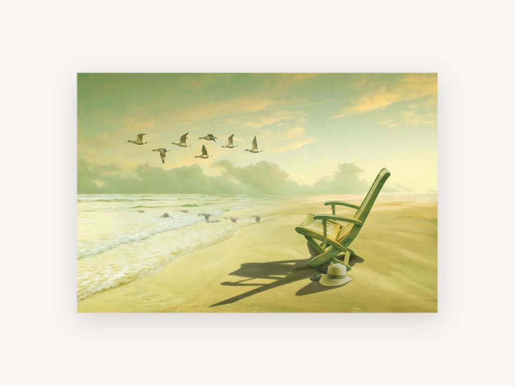 Morning Beach Chair, coastal canvas wall art print, front view
