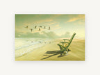 Morning Beach Chair, coastal canvas wall art print, front view