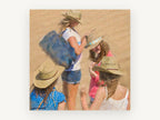 Hats on the Sand, coastal canvas wall art print, front view