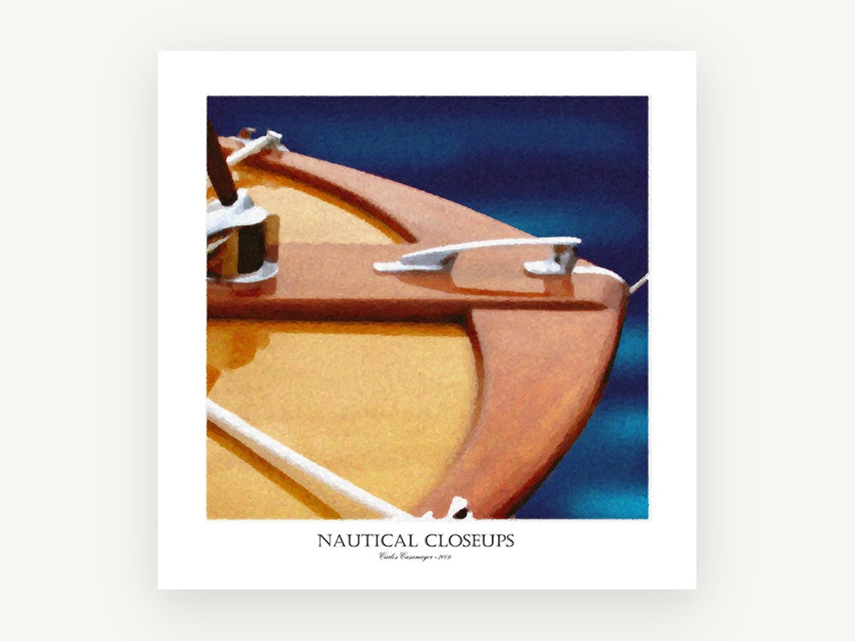 Varnished Bow Closeup, coastal canvas wall art print, front view