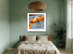 Varnished Bow Cleat coastal canvas print on the wall of a bedroom