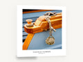 Varnished Bow Cleat, varnished boat cleat rope closeup, coastal canvas wall art print ready to hang