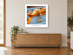 Varnished Bow Cleat coastal canvas print on the wall of a living room above a sideboard