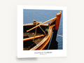 Timber Bow at Anchor, wooden boat bow closeup, coastal canvas wall art print ready to hang