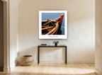 Timber Bow at Anchor coastal canvas print on the wall of a hallway