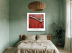 Rope on Red Deck coastal canvas print on the wall of a bedroom
