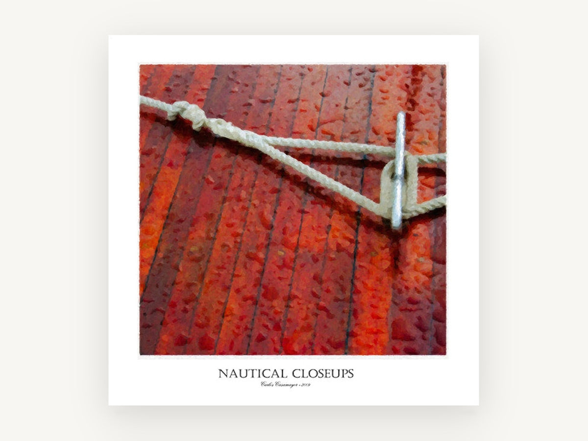 Rope on Red Deck, coastal canvas wall art print, front view