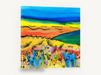 Bright Meadow Hills, colourful meadow hills abstract landscape, landscape canvas wall art print ready to hang