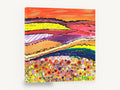 Poppy Hill Patchwork, colourful poppy field abstract landscape, landscape canvas wall art print ready to hang