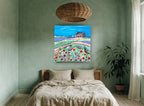 Washing Day Poppies landscape canvas print on the wall of a bedroom