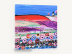 Poppy Hill Cottage, colourful folk art countryside landscape, landscape canvas wall art print ready to hang