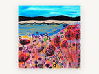 Poppy Shore Meadow, coastal canvas wall art print, front view