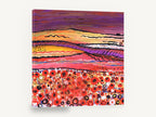 Poppy Field Haze, red poppy field abstract landscape, landscape canvas wall art print ready to hang