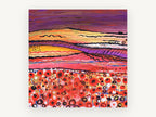 Poppy Field Haze, red poppy field abstract landscape, landscape canvas wall art print, front view