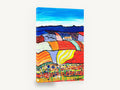 Patchwork Hills Bloom, colourful patchwork fields countryside painting, landscape canvas wall art print ready to hang