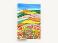 Poppy Patchwork Hills, colourful poppy field patchwork landscape, landscape canvas wall art print ready to hang