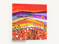 Poppy Hill Farmhouse, colourful poppy field cottage landscape, landscape canvas wall art print ready to hang