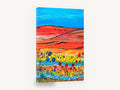 Poppy Stream Hills, red hills poppy field painting, landscape canvas wall art print ready to hang