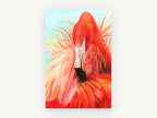 Ruffled Red Flamingo, red flamingo coloured pencil illustration, animal canvas wall art print, front view