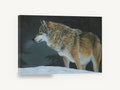 Wolf on Winter Snow, grey wolf winter night drawing, landscape canvas wall art print ready to hang