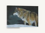 Wolf on Winter Snow, grey wolf winter night drawing, landscape canvas wall art print ready to hang