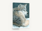 Wolf at Dusk Rest, resting grey wolf pencil drawing, animal canvas wall art print ready to hang