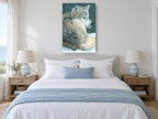 Wolf at Dusk Rest animal canvas print on the wall of a bedroom