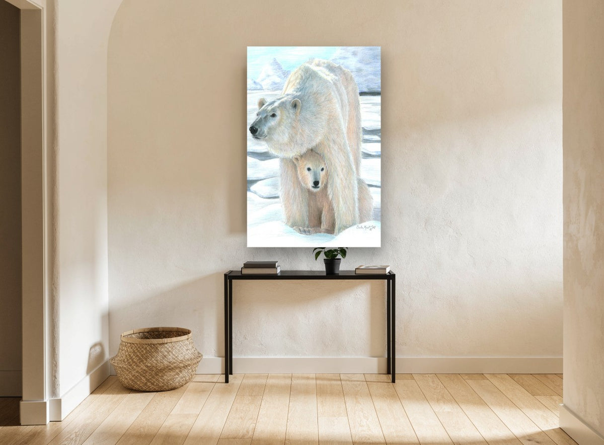 Arctic Bear Shelter landscape canvas print on the wall of a hallway