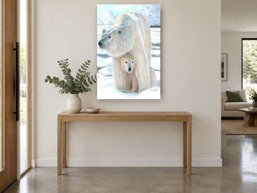 Arctic Bear Shelter landscape canvas print on the wall of a entry hall