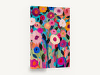 Bright Garden Bloom Chorus, colourful abstract flowers contemporary painting, floral canvas wall art print ready to hang