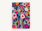 Bright Garden Bloom Chorus, floral canvas wall art print, front view
