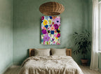 Garden of Bold Blooms floral canvas print on the wall of a bedroom