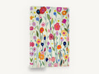 Meadow of Bright Blooms, colourful abstract flowers on cream, floral canvas wall art print ready to hang