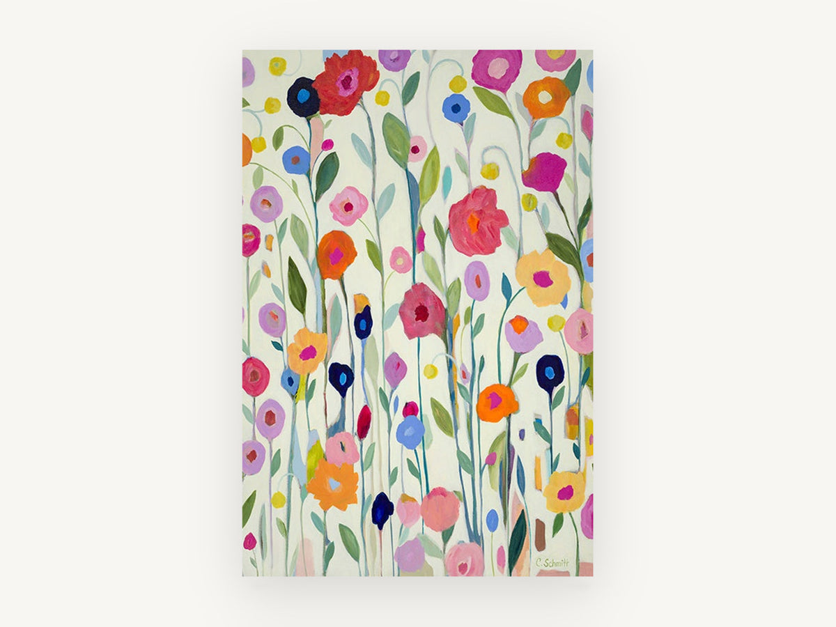 Meadow of Bright Blooms, floral canvas wall art print, front view